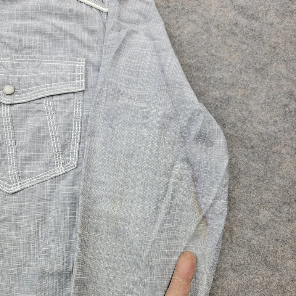BKE Shirt‎ Mens Small Gray Check Athletic Fit Snap Front Long Sleeve Western